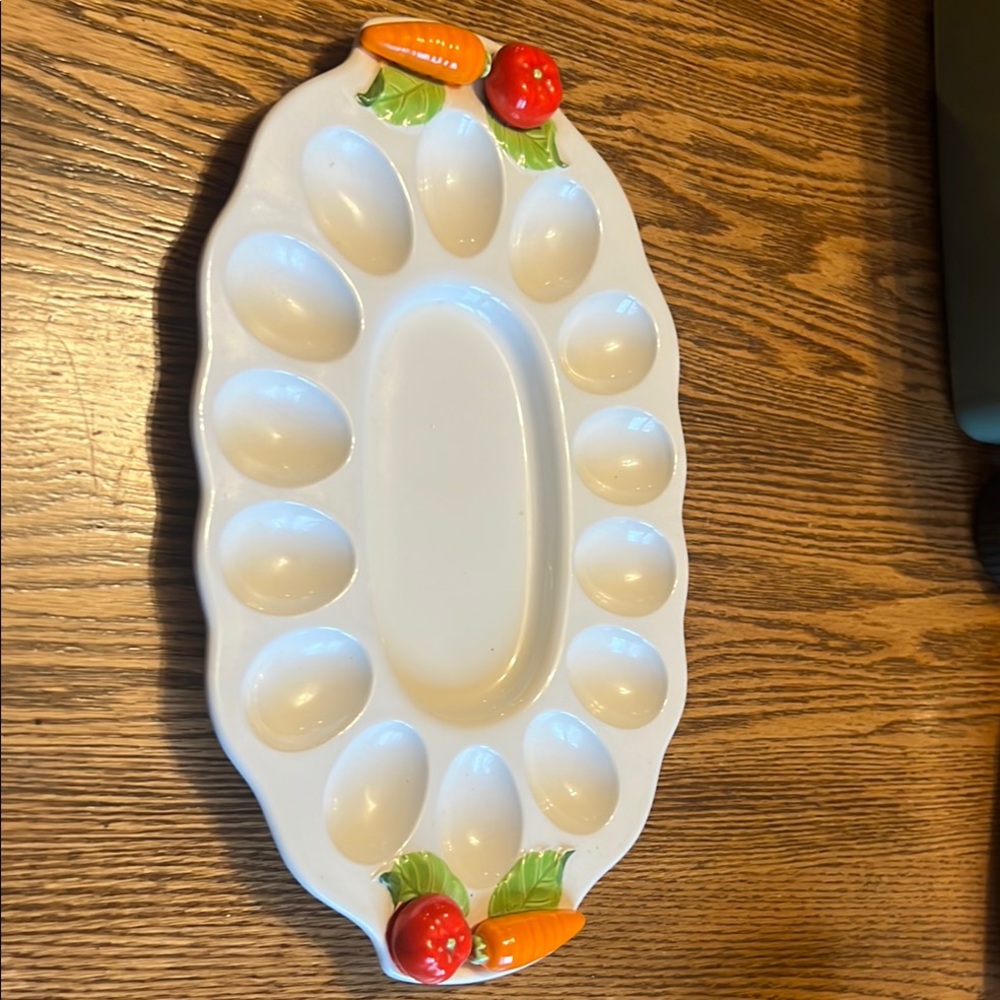 Decorative Egg Tray with Fruit and Vegetable Accents